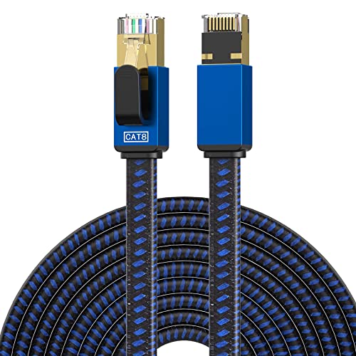 LEKVKM Ethernet-Kabel CAT8 15M geflochtenes Lan-Patchkabel aus Nylon mit hoher Geschwindigkeit geschirmt RJ45 40Gbps 2000MHz von LEKVKM