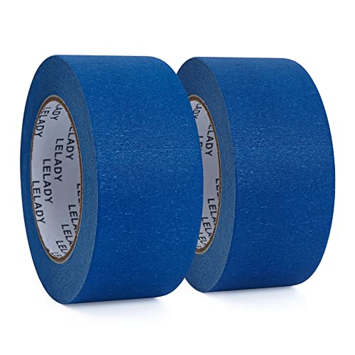 LELADY Abklebeband/Kreppband Blau 50.8mm x 2 Rollens, 55m pro Rollen, Premium Malerkrepp, Blue Masking Tape, Blau Kreppband Klebeband für Malerarbeiten und Dekoration, für Innen und Außen von LELADY