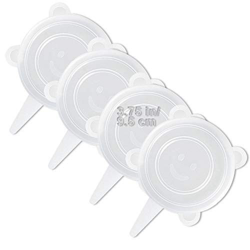 LELE LIFE 4 Stück gleichgroße Silikon-Stretch-Deckel, dickere, wiederverwendbare Silikonbehälterabdeckung, erweiterbare Lebensmittelaufbewahrungsabdeckungen, spülmaschinen- und gefriergeeignet 9,5cm von LELE LIFE