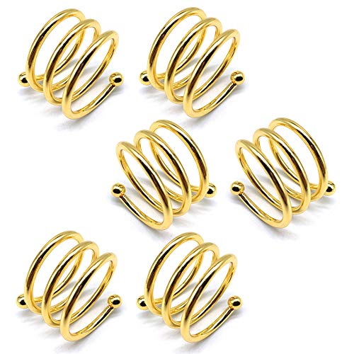 LELE LIFE 6 verdickte Serviettenringe, wunderschöne Serviettenhalterringe, Serviettenschnallen, Serviettenringe, Serviettenhalterschnallen für Hochzeit, Abendessen, Party, Gold von LELE LIFE