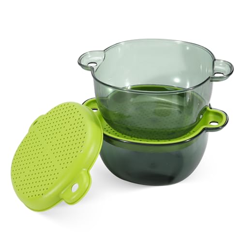 LELE LIFE Kleines Sieb mit Griff, Doppellagiges Beeren-Sieb, Mini-Fruchtsiebkorb für Kirsche, Tomate, Erdbeere, Traube, 2 Sets à 4 Stück,Grün von LELE LIFE