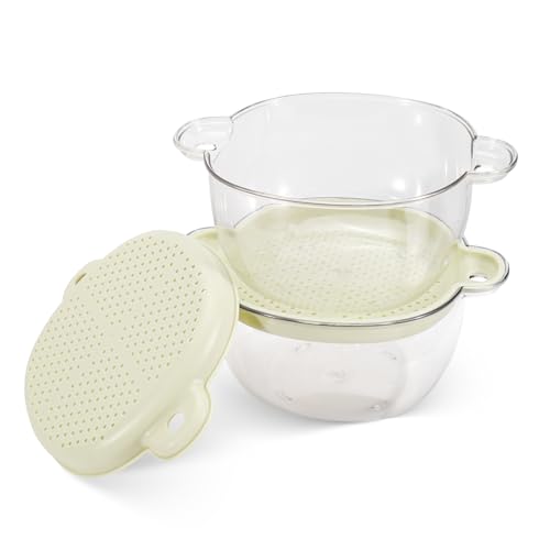 LELE LIFE Kleines Sieb mit Griff, Doppellagiges Beeren-Sieb, Mini-Fruchtsiebkorb für Kirsche, Tomate, Erdbeere, Traube, 2 Sets à 4 Stück (Beige) von LELE LIFE