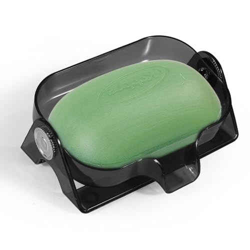 LELE LIFE Selbstentleerende Seifenschale für die Dusche, drehbarer Seifenhalter, Seifenhalter mit Ablauf für Badezimmer, Küchenspüle, Badewanne, hält Seife trocken (Klargrau) von LELE LIFE