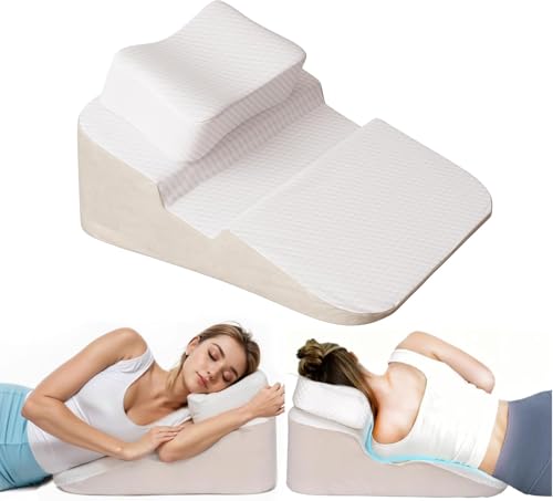 LELEFIDO 2-in-1 Seitenschläfer-Keilkissen-Set mit Memory-Schaum-Kopfstütze & ergonomischem Körperkissen zur Linderung von Nacken-, Rücken- und Schulterschmerzen von LELEFIDO