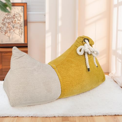 LELEFIDO Sitzsack Sessel – Bequemer Sitzsack in Gelb 130x60cm mit Abnehmbarer Bezug – Weicher und Stylischer Sitzsack Erwachsene für Vielseitiges Sofa für Wohnzimmer & Gästezimmer von LELEFIDO
