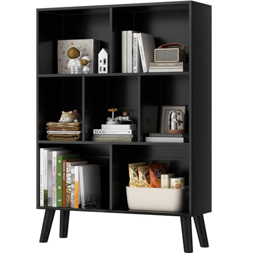 Würfel Bücherregal 3 Etagen Mid-Century Bücherregal mit Beinen, Retro-Holzbücherregale Organizer Aufbewahrungsregal, Freistehende moderne offene Bücherregale für Schlafzimmer, Wohnzimmer, Schwarz Würfel Bücherregal 3 Etagen Mid-Century Bücherregal mit Beinen, Retro-Holzbücherregale Organizer Aufbewahrungsregal, Freistehende moderne offene Bücherregale für Schlafzimmer, Wohnzimmer, Schwarz von LELELINKY
