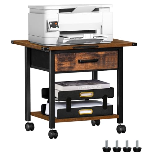 LELELINKY Druckertisch mit Rollen, Mobiler 2-Etagen Druckerständer mit Schublade, Druckerregal mit Arretierbaren Rädern, Druckerwagen mit Stahlrahmen, Rolltisch für Haus und Büro, 51 x 40 x 46.5 cm LELELINKY Druckertisch mit Rollen, Mobiler 2-Etagen Druckerständer mit Schublade, Druckerregal mit Arretierbaren Rädern, Druckerwagen mit Stahlrahmen, Rolltisch für Haus und Büro, 51 x 40 x 46.5 cm von LELELINKY