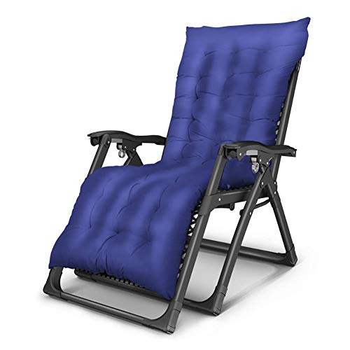 LELETOYS Sunlounger Klappbare Zero-Gravity-Stühle mit extra dickem Kissen, übergroße Terrassenliegen mit Verstellbarer Kopfstütze, Unterstützung 440 Pfund,Blau to Pursue Happiness von LELETOYS