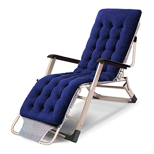 Sonnenliege-Liegestühle für Rasen, strapazierfähig, gepolsterte Liegestühle, Sonnenliege mit verstellbarer Kopfstütze, zusammenklappbarer, übergroßer Sonnenliege-Liegestuhl, Stützkraft: 200 kg, Blau von LELETOYS