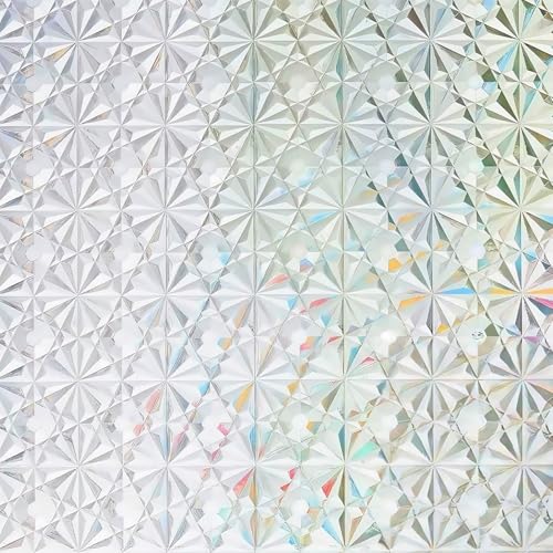 Fensterfolie Blickdicht Selbsthaftend, Fenster Sichtschutzfolie Suncatcher Sticker Window Film Statisch Haftend ohne Klebstoff Anti UV Sonnenschutz für Büro Wohnzimmer (3D, 90 * 200CM) von lelewangluo