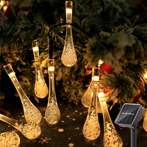 Solar-Lichterkette für den Außenbereich,Weihnachtsdeko LED Lichterketten für Zimmer, Fensterdeko WeihnachtenWeihnachten, Party, Hochzeit, Balkon, Lichterketten Innen Außen5M, Warm White von LELYFIT