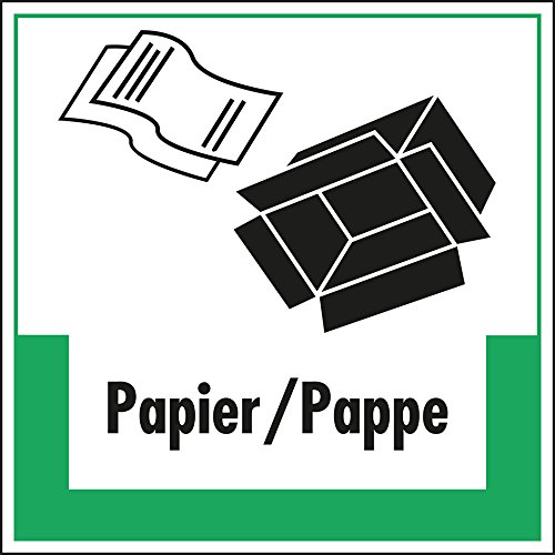 LEMAX® Abfallkennzeichen Papier/Pappe, mit Symbol und Text, Kunststoff, 200x200mm von LEMAX