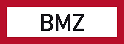 LEMAX® Aufkleber Feuerwehrschild, BMZ (Brandmeldezentrale) - DIN 4066 Folie selbstklebend weiß/schwarz/Randfarbe: rot 297x105mm von LEMAX