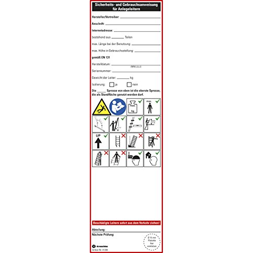 LEMAX® Aufkleber Leiter-Gebrauchsanweisung Stehleiter,Folie,selbstkl.,65x225mm,2/Bogen von LEMAX