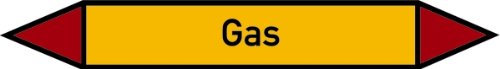 LEMAX® Aufkleber Rohrleitungsetikett, Gas Folie selbstklebend Gelb Schriftfarbe: Schwarz Zusatzfarbe: Rot 187x26mm von LEMAX