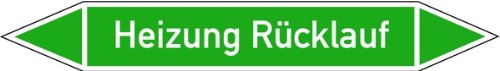 LEMAX® Aufkleber Rohrleitungsetikett, Heizung Rücklauf Folie selbstklebend Grün Schriftfarbe: Weiß 100x15mm von LEMAX