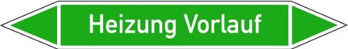 LEMAX® Aufkleber Rohrleitungsetikett, Heizung Vorlauf Folie selbstklebend Grün Schriftfarbe: Weiß 100x15mm von LEMAX