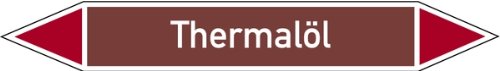 LEMAX® Aufkleber Rohrleitungsetikett, Thermalöl Folie selbstklebend Braun Schriftfarbe: Weiß Zusatzfarbe: Rot 187x26mm von LEMAX