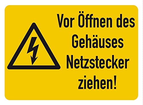LEMAX® Aufkleber Warnschild, Netzstecker ziehen!, ISO 7010 Folie selbstklebend 105x74mm von LEMAX