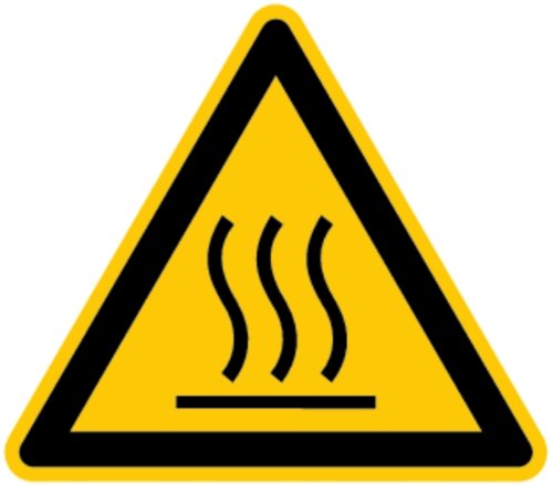 LEMAX® Aufkleber Warnschild, Warnung vor heißer Oberfläche W017 DIN EN ISO 7010 Folie selbstklebend gelb/schwarz 25mm 500 Stk. von LEMAX