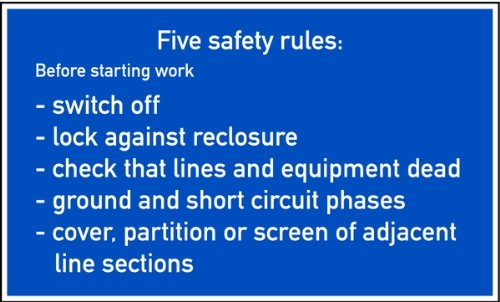 LEMAX® Aushang, 5 Sicherheitsregeln der Elektrotechnik - englisch Kunststoff blau/Schriftfarbe: weiß 200x120mm von LEMAX