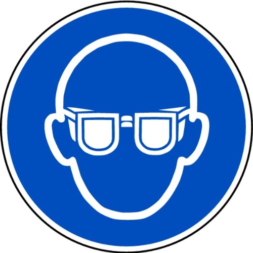 LEMAX® Gebotsschild, Augenschutz benutzen M004 DIN EN ISO 7010 Kunststoff weiß Aufdruckfarbe: blau, 200mm von LEMAX