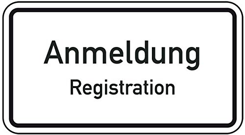 LEMAX® Hinweisschild Anmeldung/Registration, 2-sprachig, Aluminium RA0, 600x330mm von LEMAX