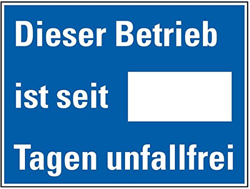 LEMAX® Hinweisschild Dieser Betrieb ist seit...Tagen unfallfrei, Stahlblech, 400x300mm von LEMAX