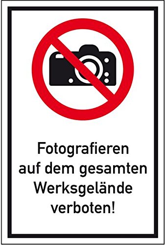 LEMAX® Kombischild Fotografieren auf dem gesamten Werksgelände verb.,ISO,Alu,400x600mm von LEMAX