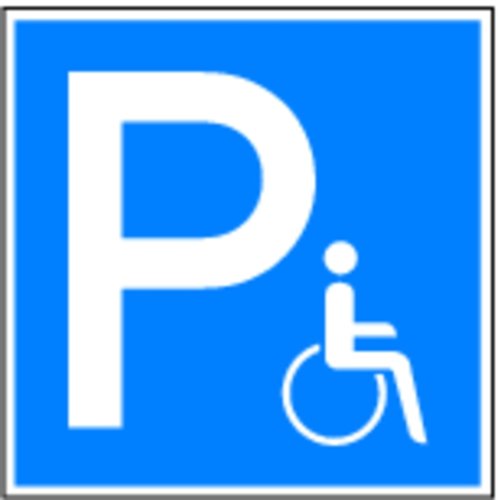 LEMAX® Parkplatzschild, Symbol Rollstuhlfahrer Alu geprägt blau/weiß 250x250mm von LEMAX