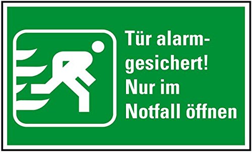 LEMAX® Rettungszeichen Tür alarmgesichert!...,praxisbewährt,Folie,selbstkl.,200x120mm von LEMAX