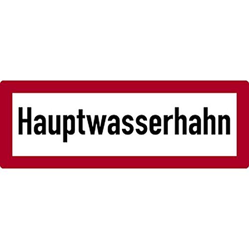 LEMAX® Feuerwehrschild, Hauptwasserhahn - DIN 4066 Alu geprägt 297x105mm von LEMAX