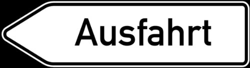 LEMAX® Verkehrszeichen Ausfahrt Wegweiser links Alu 2 mm, RA1 weiß/schwarz 1250x350mm von LEMAX