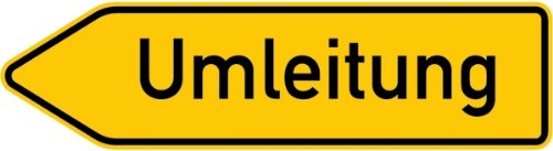 LEMAX® Verkehrszeichen Umleitung links Alu 2 mm, RA1 gelb/schwarz 1250x350mm von LEMAX