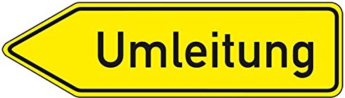 LEMAX® Verkehrszeichen Umleitung linksweisend,Nr.454-10,Aluminium RA0,refl.,1250x350mm von LEMAX