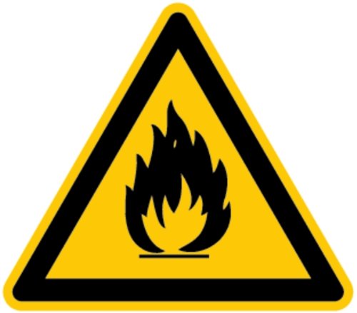 LEMAX® Warnschild, Warnung vor feuergefährlichen Stoffen W021 DIN EN ISO 7010 Kunststoff gelb/schwarz, 300mm von LEMAX