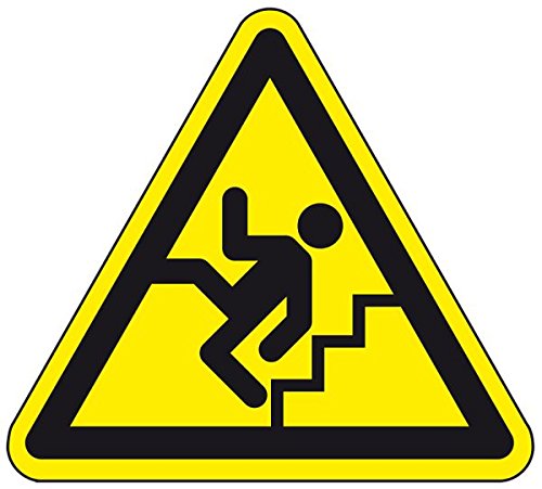 LEMAX® Warnschild Vorsicht Treppe, praxisbewährt, Folie, selbstklebend, SL 100mm von LEMAX