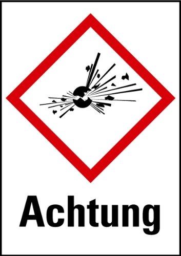 LEMAX Etikett Achtung Explosionsgefahr GHS Etiketten Einzeln Folie selbstklebend 105x74mm (Gefahrstoffetiketten) praxisbewährt, wetterfest von LEMAX