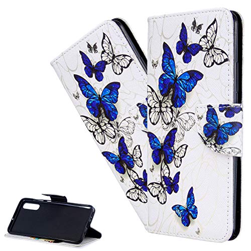 LEMAXELERS Galaxy A41 Hülle,Samsung Galaxy A41 Handyhülle Leder Blauer Schmetterling Flip Case PU Leder Cover Magnet Schutzhülle Ständer Handytasche für Samsung Galaxy A41,BF Royal Blue Butterfly von LEMAXELERS