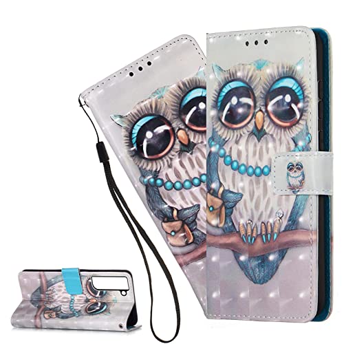 LEMAXELERS Galaxy S24 Plus Hülle, Samsung Galaxy S24 Plus Handyhülle 3D Glitzer Niedlichen Owl Mädchen Flip Case PU Leder Cover Magnet Schutzhülle Tasche Handytasche für Samsung S24 Plus,YB Owl von LEMAXELERS