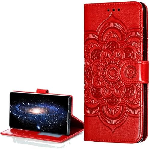 LEMAXELERS Galaxy S24 Ultra Hülle, Für Samsung Galaxy S24 Ultra Handyhülle Prägung Mandala-Blume Flip Case PU Leder Cover Magnet Schutzhülle Handytasche für Samsung Galaxy S24 Ultra,LD Mandala Red von LEMAXELERS