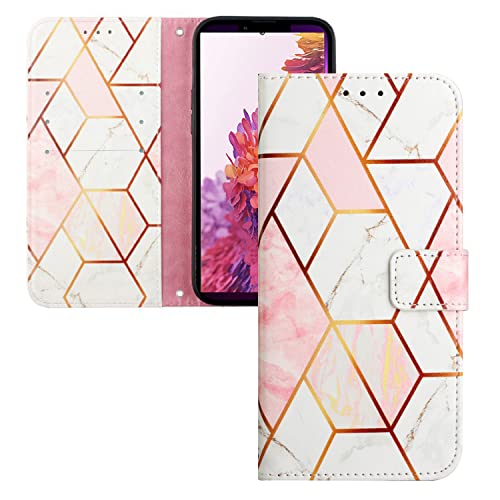 LEMAXELERS Galaxy Z Fold 5 Hülle, Samsung Galaxy Z Fold 5 Handyhülle Glitzer Marmor für Mädchen Flip Case PU Leder Cover Magnet Schutzhülle Handytasche für Galaxy Z Fold 5,YB2 Marble Pink Bai von LEMAXELERS