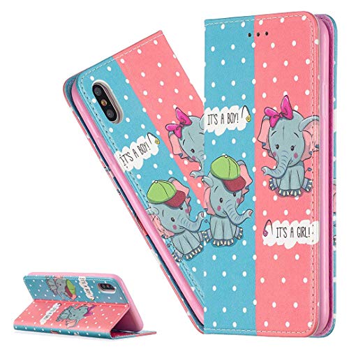 LEMAXELERS Huawei Y5 2019 Hülle,Huawei Y5 2019 Handyhülle Leder Niedlicher Elefant Flip Case PU Leder Cover Magnet Schutzhülle Ständer Handytasche für Huawei Y5 2019,AC Elephant von LEMAXELERS