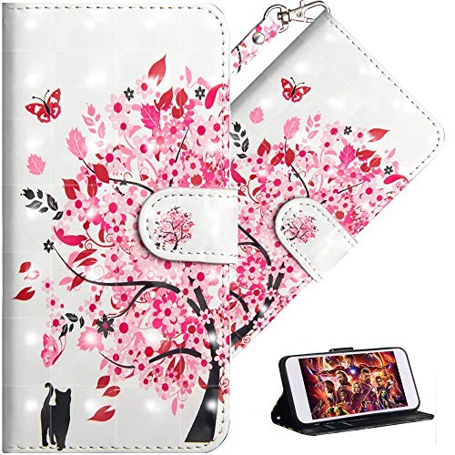 LEMAXELERS LG K41S Hülle,Für LG K41S Handyhülle Glitzer 3D Süßes Cat Blumen Flip Case PU Leder Cover Magnet Schutzhülle Tasche Skin Ständer Handytasche für LG K41S,YX Cat Tree von LEMAXELERS