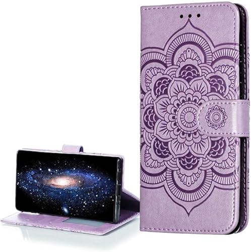 LEMAXELERS Motorola Moto G04 / Moto G24 Hülle, Für Motorola Moto G04 Handyhülle Prägung Mandala-Blume Flip Case PU Leder Cover Magnet Schutzhülle Ständer Handytasche für Moto G24,LD Mandala Purple von LEMAXELERS