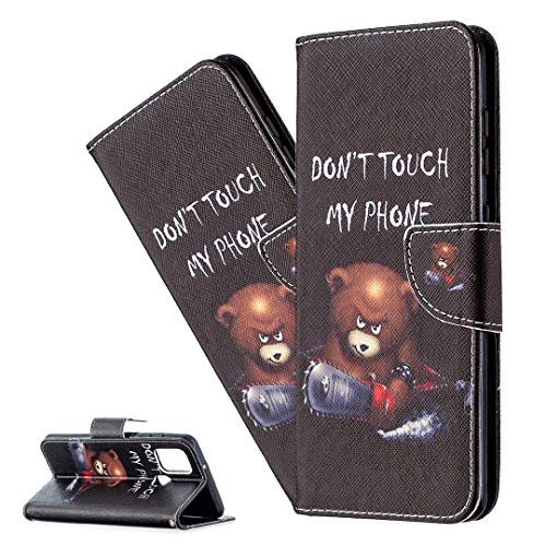 LEMAXELERS Motorola Moto G14 4G Hülle, Moto G14 4G Handyhülle Leder Niedlichen Sägen Bär Flip Case PU Leder Cover Magnet Schutzhülle Tasche Ständer Handytasche für Motorola Moto G14 4G,BF Bear von LEMAXELERS