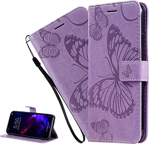 LEMAXELERS Nokia 7.1 Hülle,Nokia 7.1 Handyhülle Schmetterling Prägung Mädchen Flip Case PU Leder Cover Magnet Schutzhülle Tasche Ständer Handytasche für Nokia 7.1,KT Die Zi von LEMAXELERS