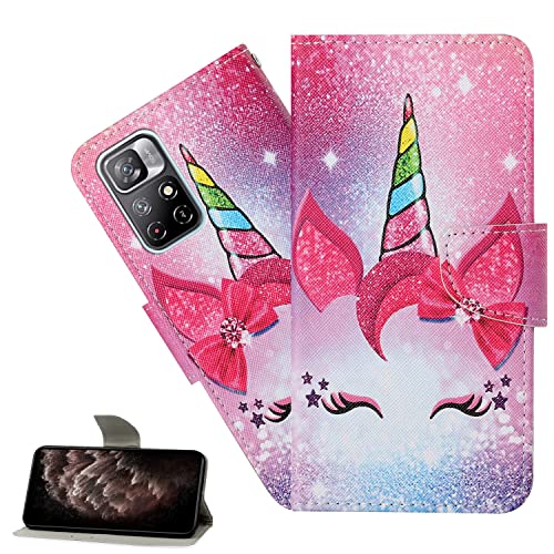 LEMAXELERS Redmi Note 11 4G Hülle,Redmi Note 11 4G Handyhülle Süßes Einhorn Mädchen Flip Case PU Leder Cover Magnet Schutzhülle Tasche Handytasche für Redmi Note 11 4G,XC4 Sleep Unicorn von LEMAXELERS