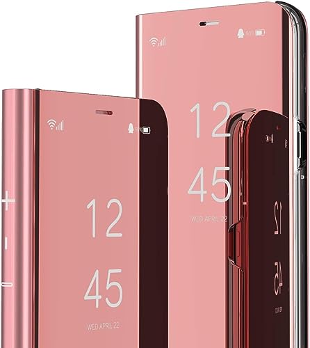 LEMAXELERS iPhone 15 Plus 6.7" Hülle, iPhone 15 Plus Hülle Schutzhülle Spiegel Makeup Plating Überzug Flip PU Leder im Bookstyle Hart PC Standfunktion Etui Hüllen für iPhone 15 Plus, Rose QH von LEMAXELERS