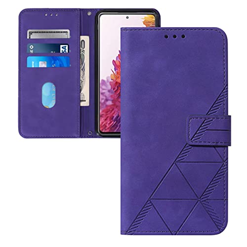 Motorola Moto G8 Power Lite Hülle,Moto G8 Power Lite Handyhülle 3D süßes Plaid Retro PU Leder Mädchen Flip Case Cover Magnet Schutzhülle Handytasche für Motorola Moto G8 Power Lite,YB SW Purple von LEMAXELERS